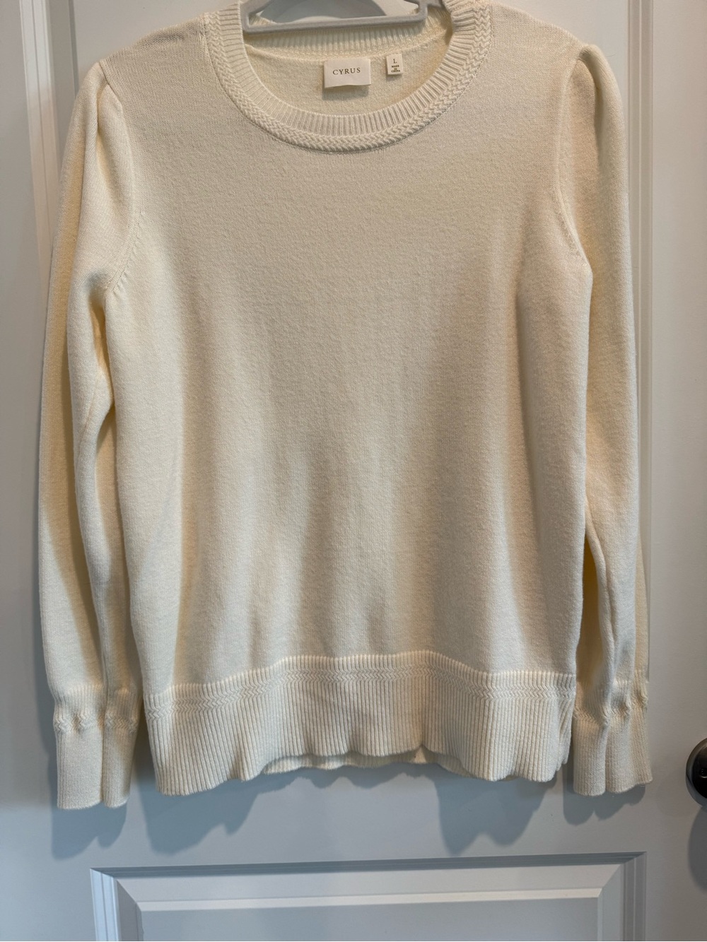 Cyrus Cream Scoop Neck Knit Sweater